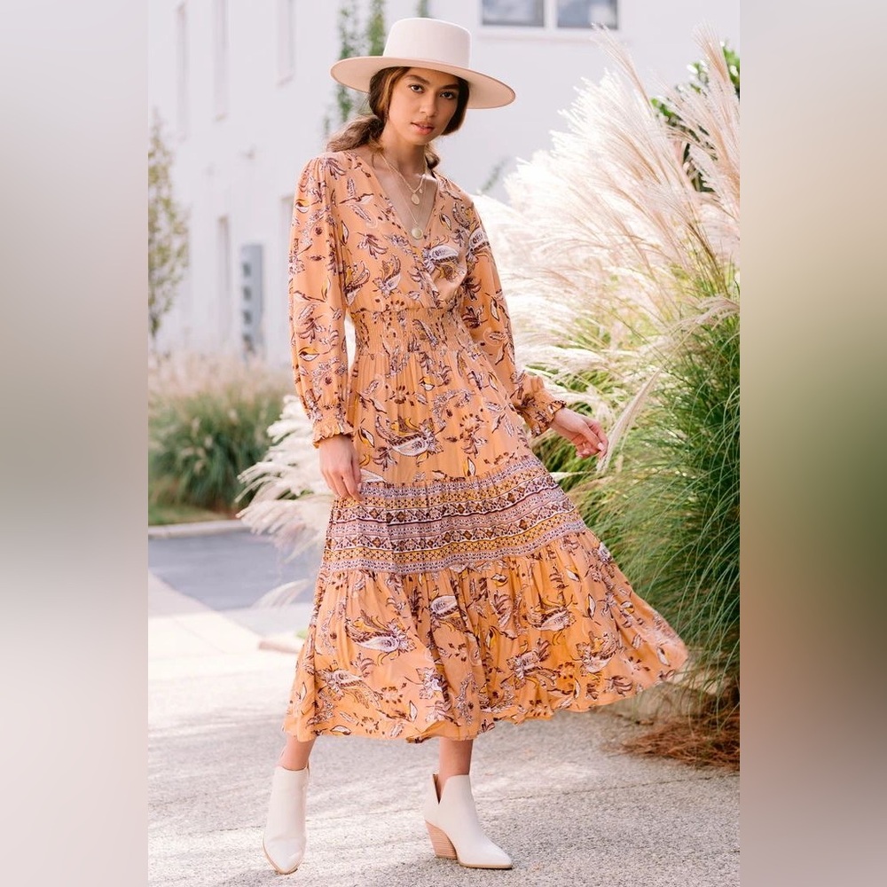 EUC Bohme Midi Dress Feathers Bohemian Women's Small - Picture 3 of 16